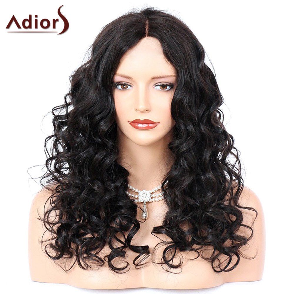 2018 Adiors Middle Part Long Shaggy Curly Synthetic Wig In Black 22inch