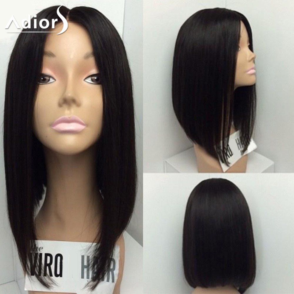 center parting medium highlighted straight bob synthetic wig