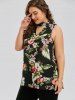 Floral Plus Size Keyhole Neck Hawaiian Blouse -  