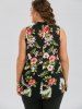 Floral Plus Size Keyhole Neck Hawaiian Blouse -  
