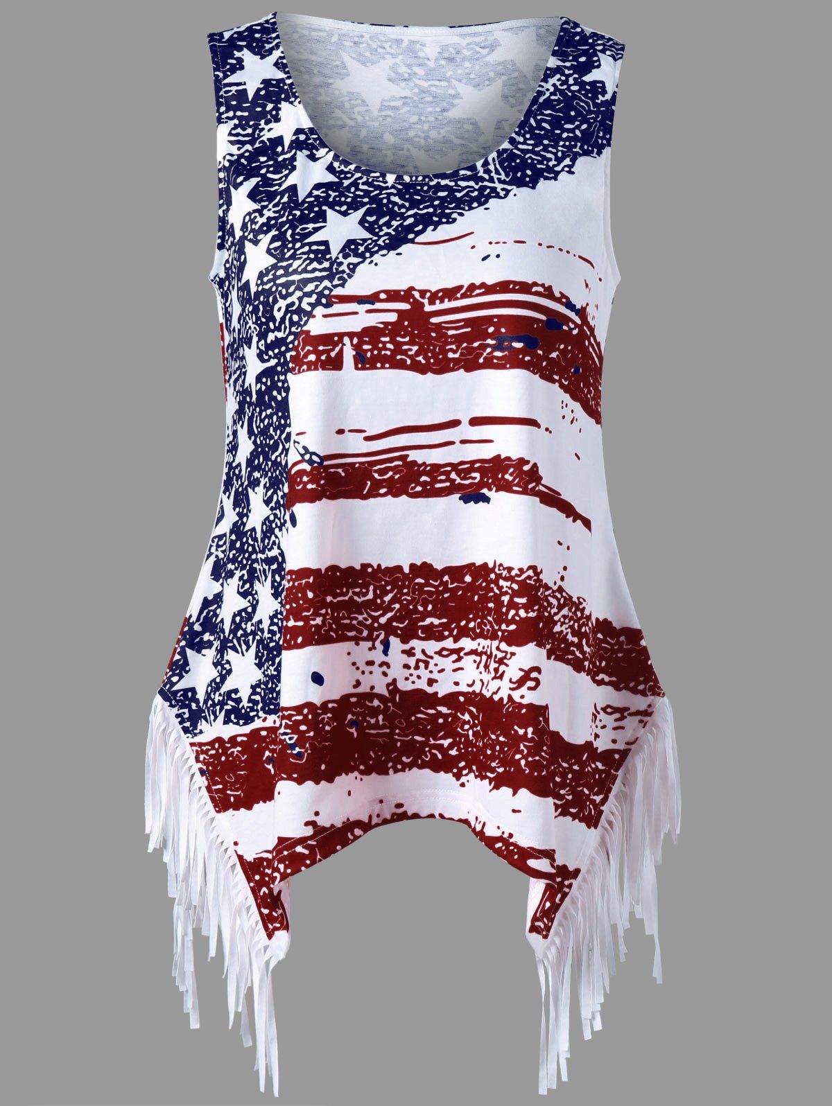 

Fringe American Flag Tank Top, Claret