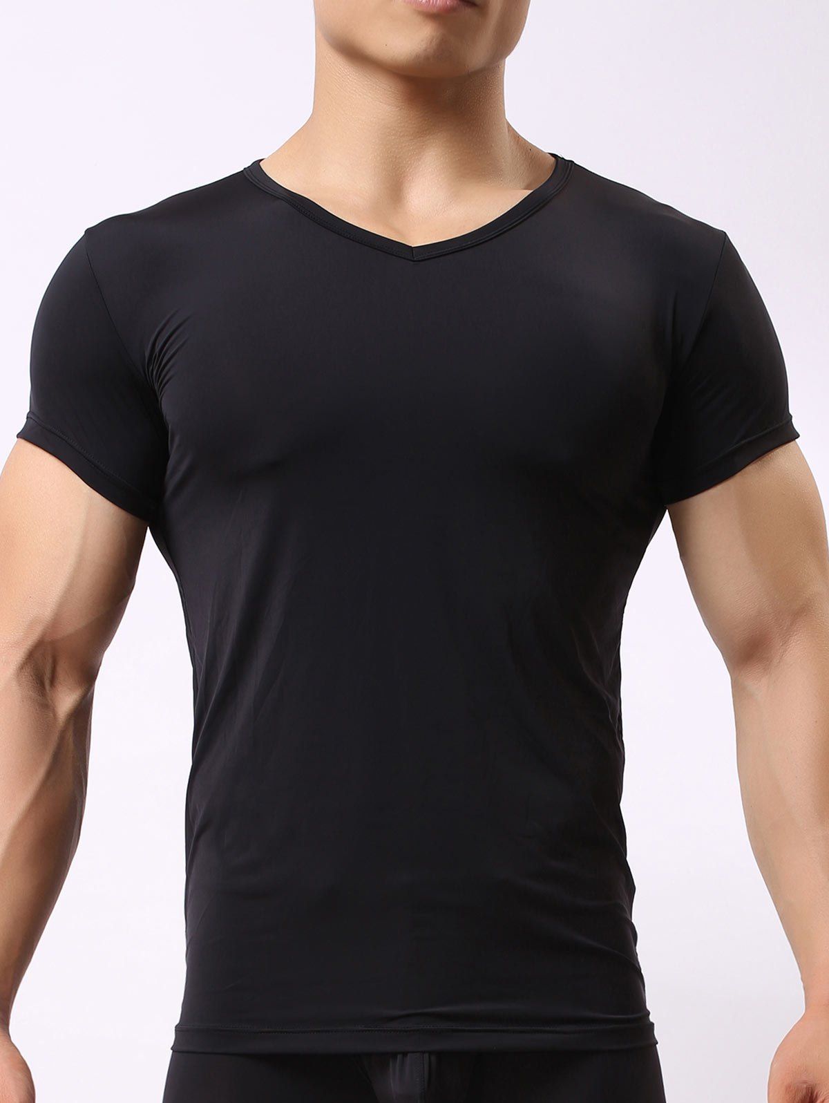 

High Stretch V Neck Tee, Black