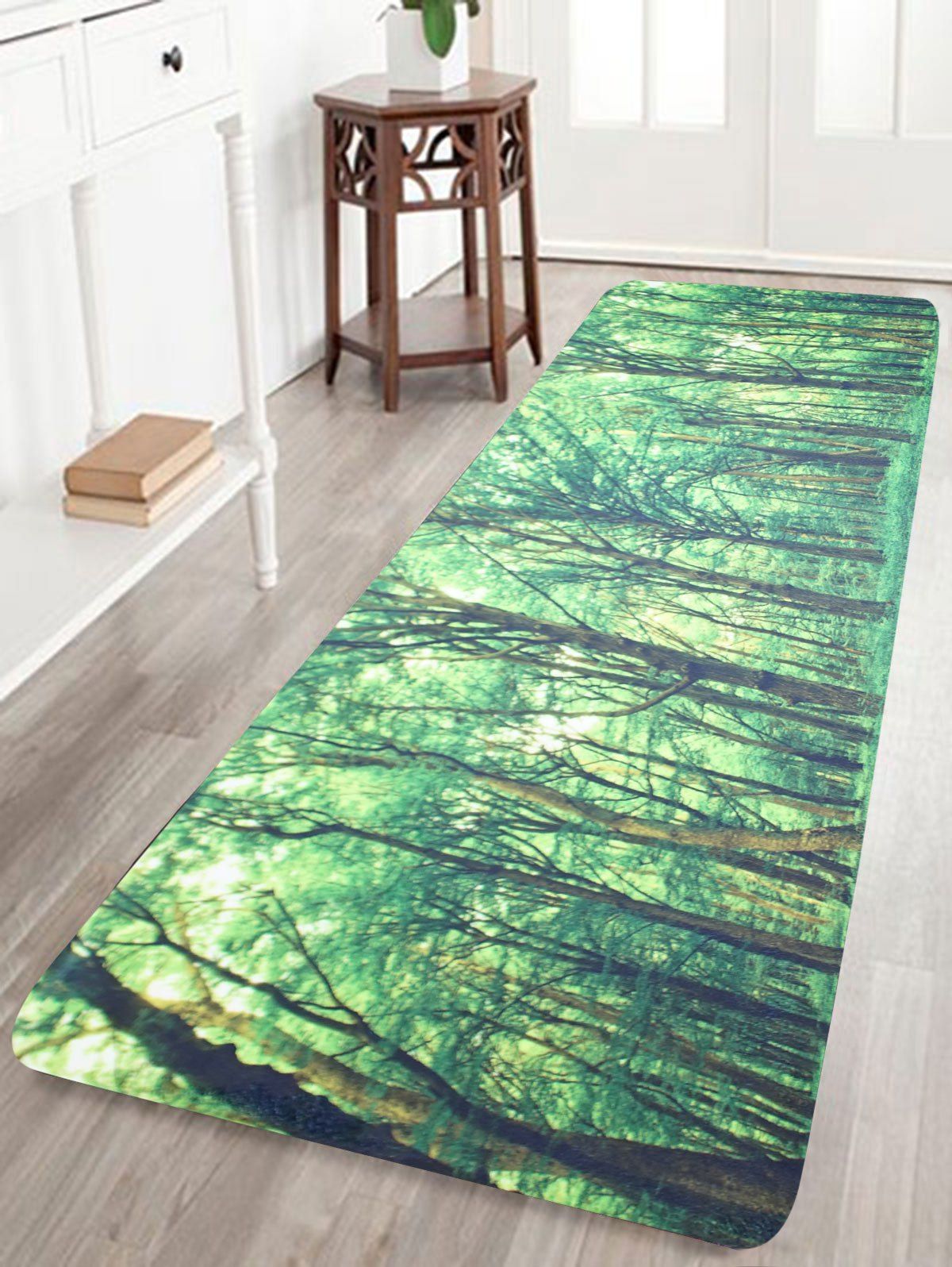 Green W16 Inch L47 C Fleece Area Rug With Forest Pattern Chic C Fleece Area Rug With Forest Pattern