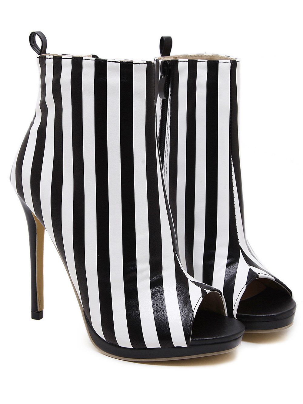 [24% OFF] Peep Toe Striped Ankle Boots | Rosegal