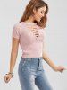 Ribbed Lace-up Knitted Top -  