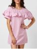 Short Sleeve Ruffle Plaid Dress -  