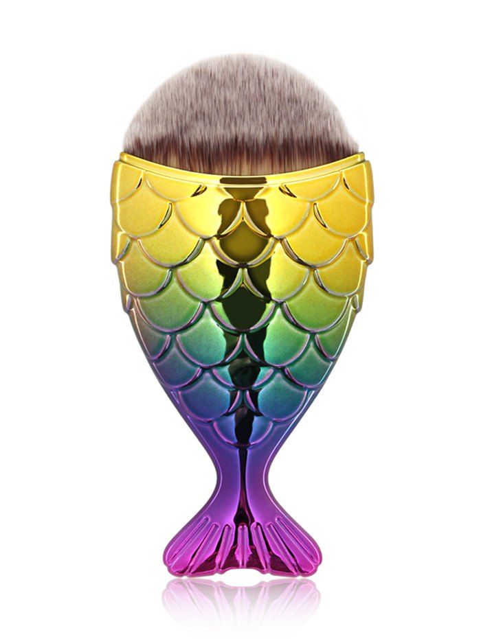 

Portable Mermaid Facial Makeup Brush, Yellow + purple