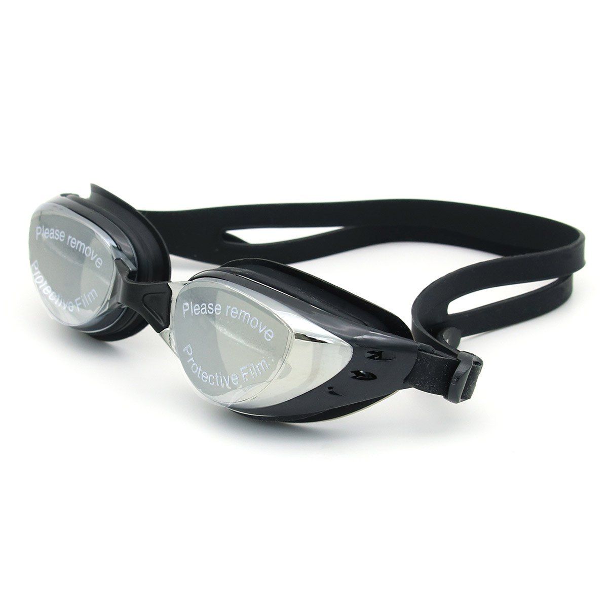 

Sport Anti Fog Waterproof UV Protection Plain Mirrored Swimming Goggles, Black