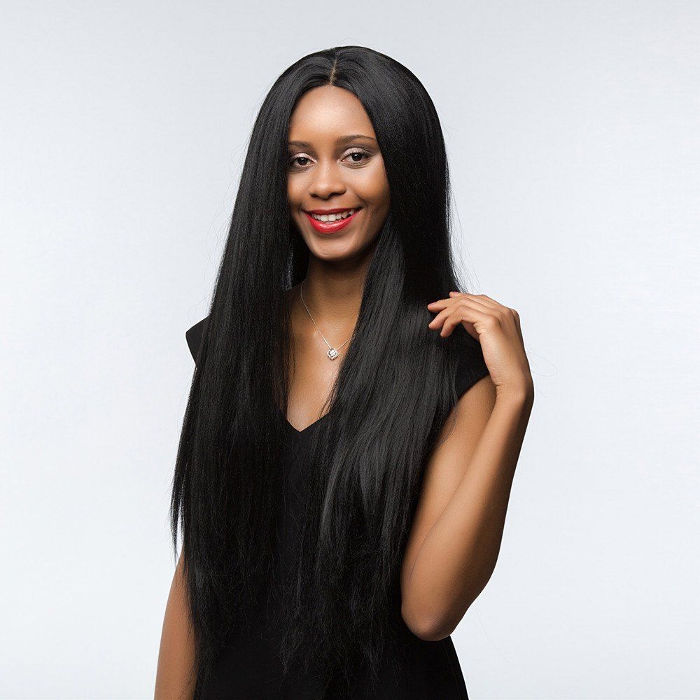 56% OFF Dyed Perm Long Shaggy Straight Center Parting ...