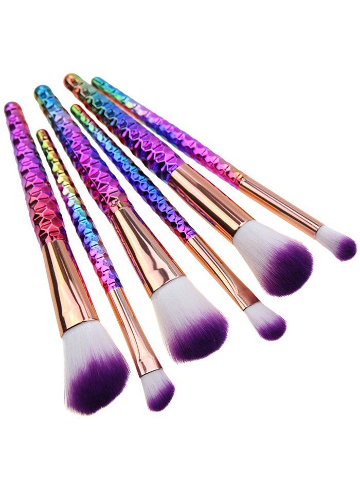 

6Pcs Honeycomb Handle Design Ombre Makeup Brushes Set, Multi color