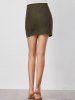 High Waisted Grommet Lace Up Bodycon Skirt -  