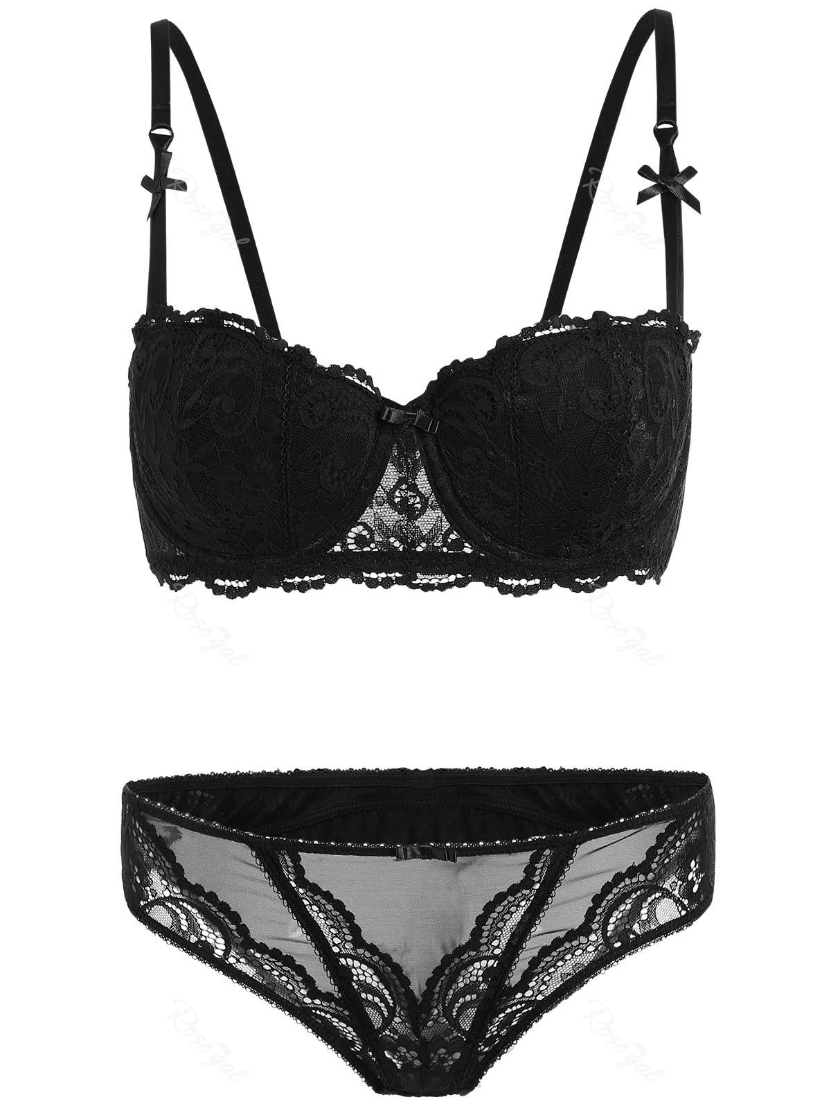 [40% OFF] Plus Size Underwire Padded Lace Bra Set | Rosegal