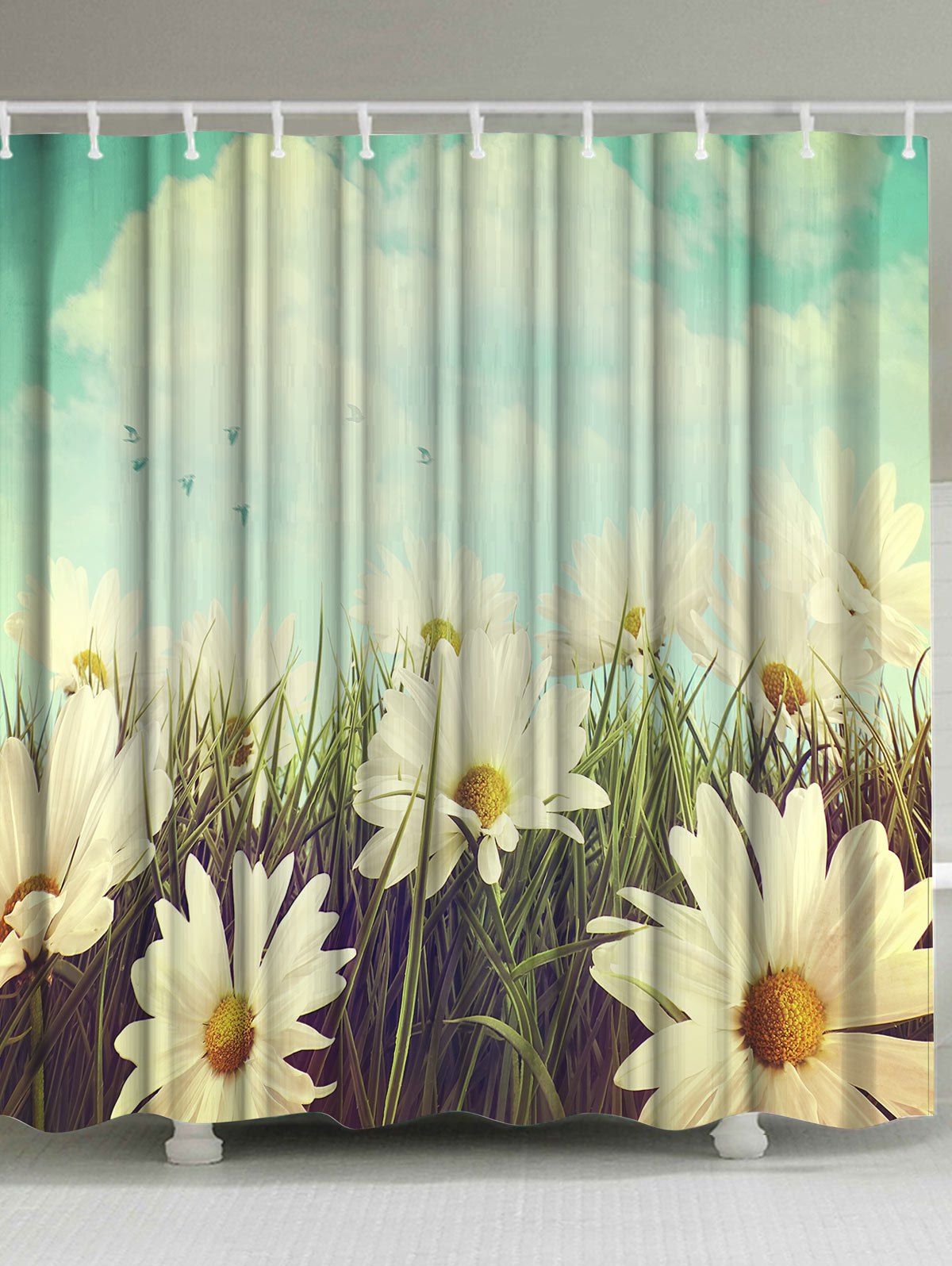 

Thicken Pastoral Flower Anti-bacteria Shower Curtain, Colormix
