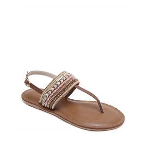 Beading Belt Buckle Flat Heel Sandals