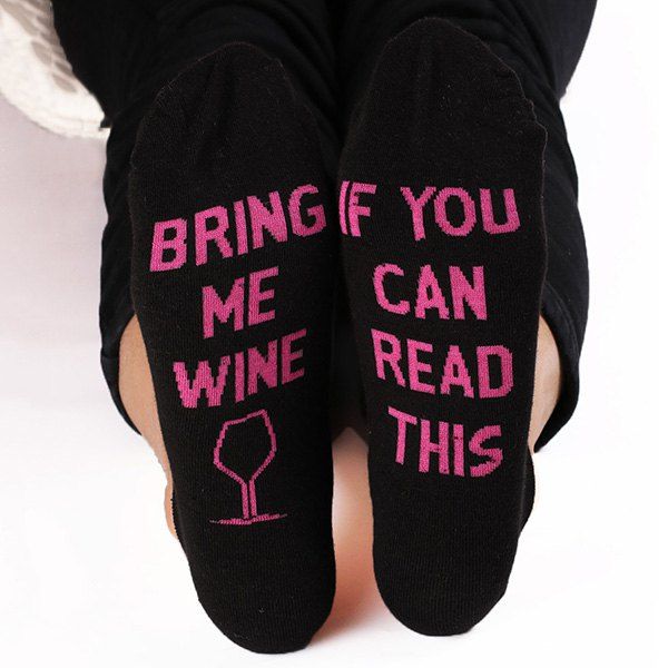 

Kintting Fun Letters Pattern Ankle Socks, Black
