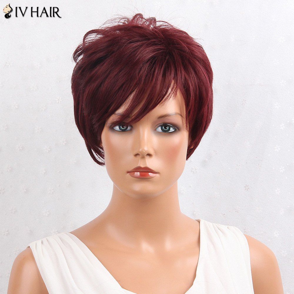 [35 Off] Siv Hair Layered Shaggy Side Bang Short Straight Human Hair Wig Rosegal