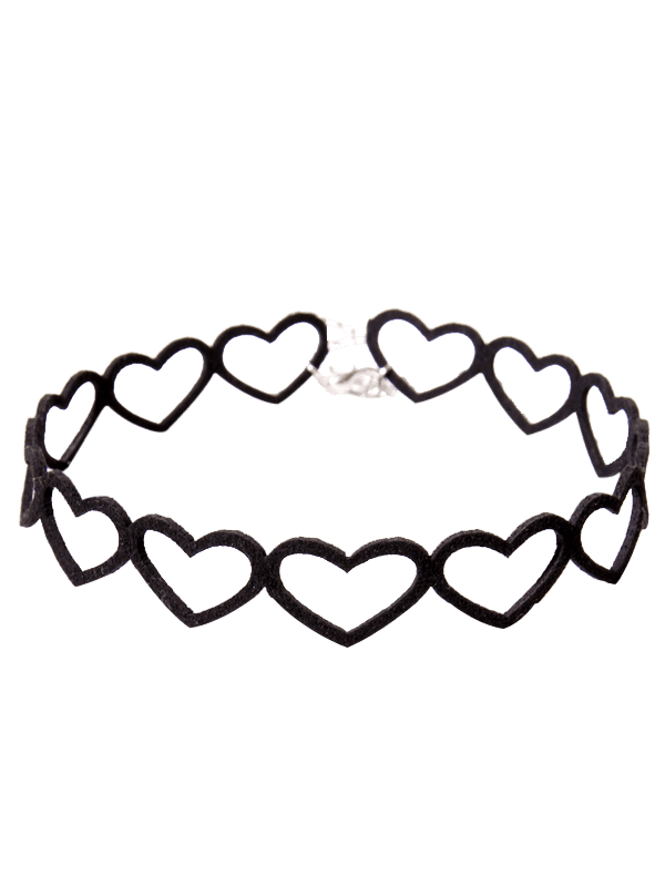 

Vintage Embellished Heart Choker Necklace, Black