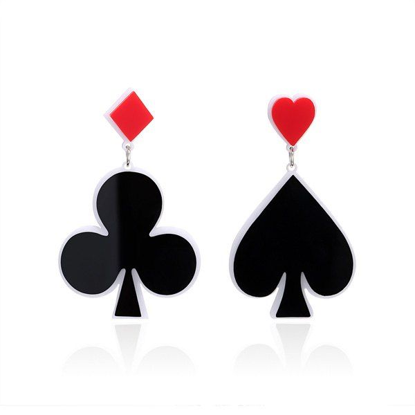 

Poker Heart Geometric Funny Earrings, Black