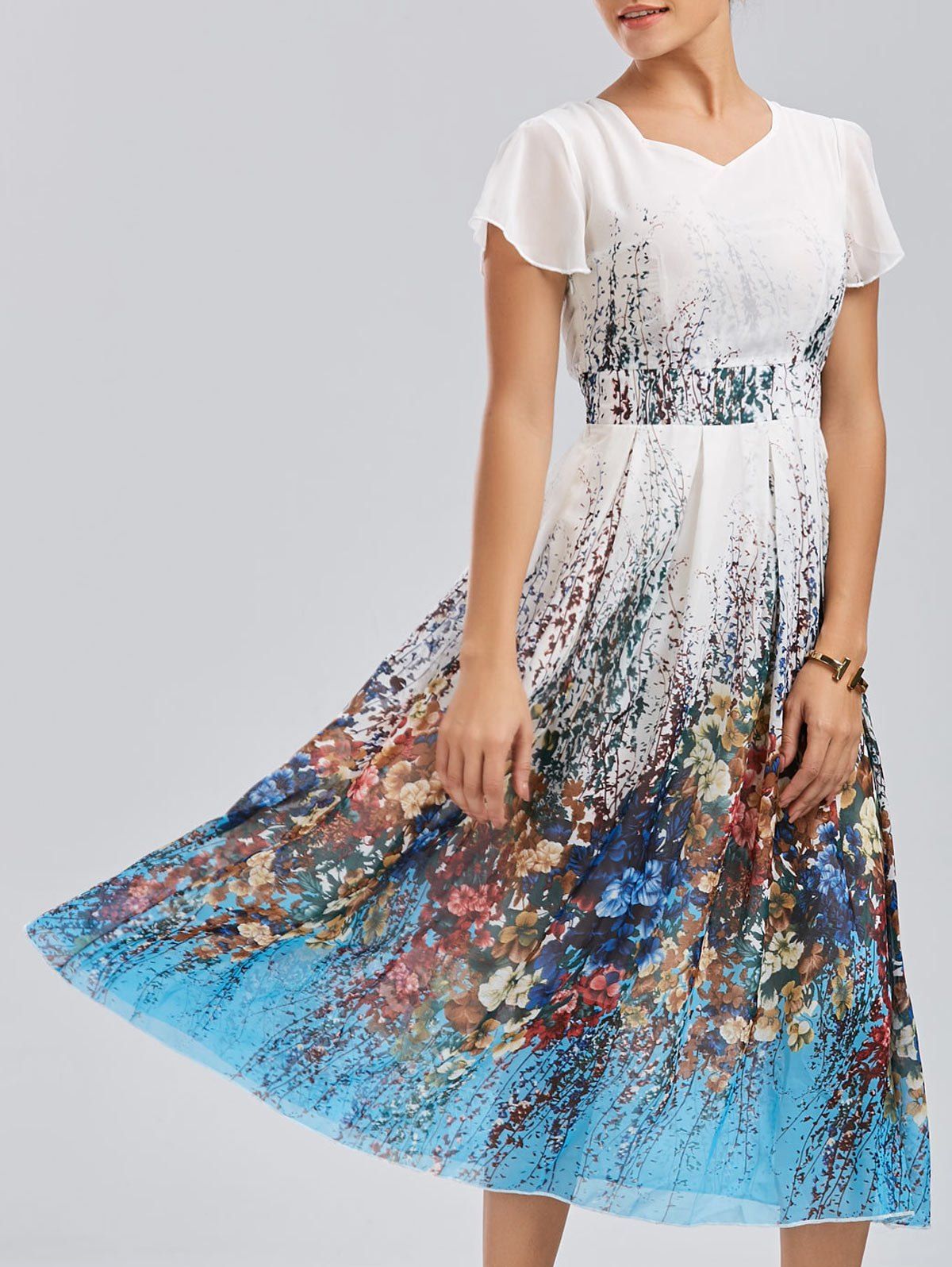 26 Off Casual Bohemian Floral Flowy Midi Dress Rosegal 0704