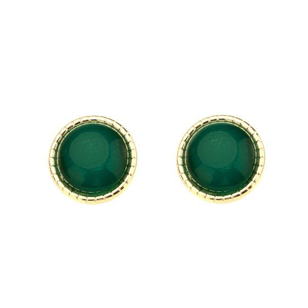 Chic Artificial Emerald Circle Tiny Stud Earrings  
