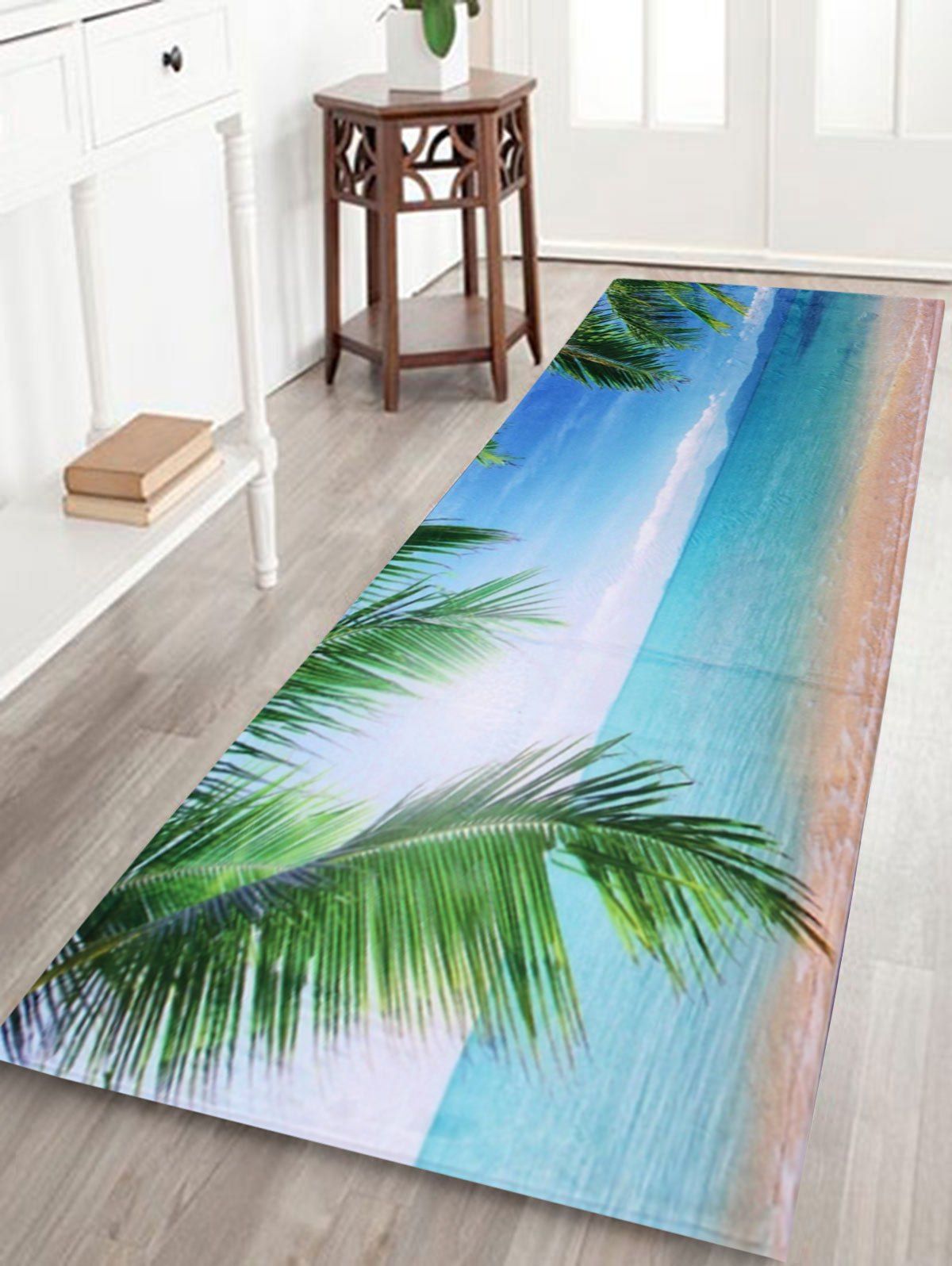 

Beach Landscape Coral Velvet Long Bathroom Rug, Azure