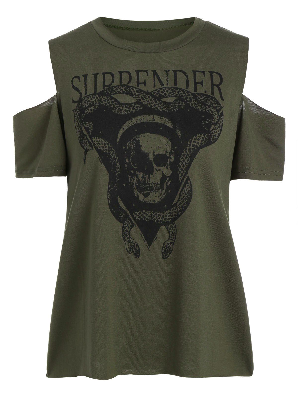 One Shoulder Skull Printed T-Shirts