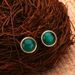 Artificial Emerald Circle Tiny Stud Earrings -  