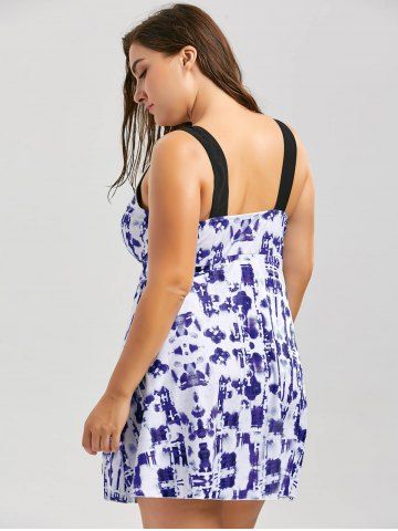 

Tie Dye Slit Plus Size Padded One Piece Swimsuit, Blue violet