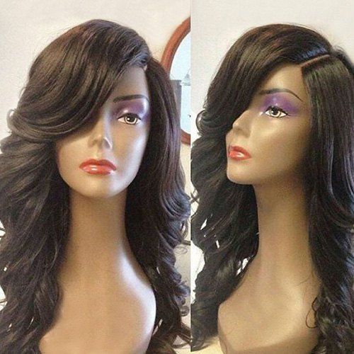 2019 long curly side part lace front synthetic wig