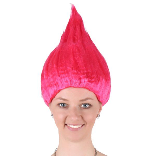 

Flame Shape Trolls Peluca Cosplay Halloween Wig, Rose madder