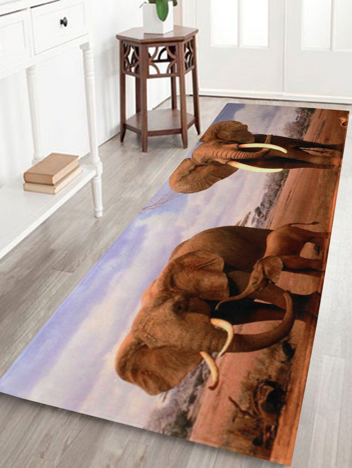 

African Elephant Soft Coral Fleece Floor Area Rug, Colormix