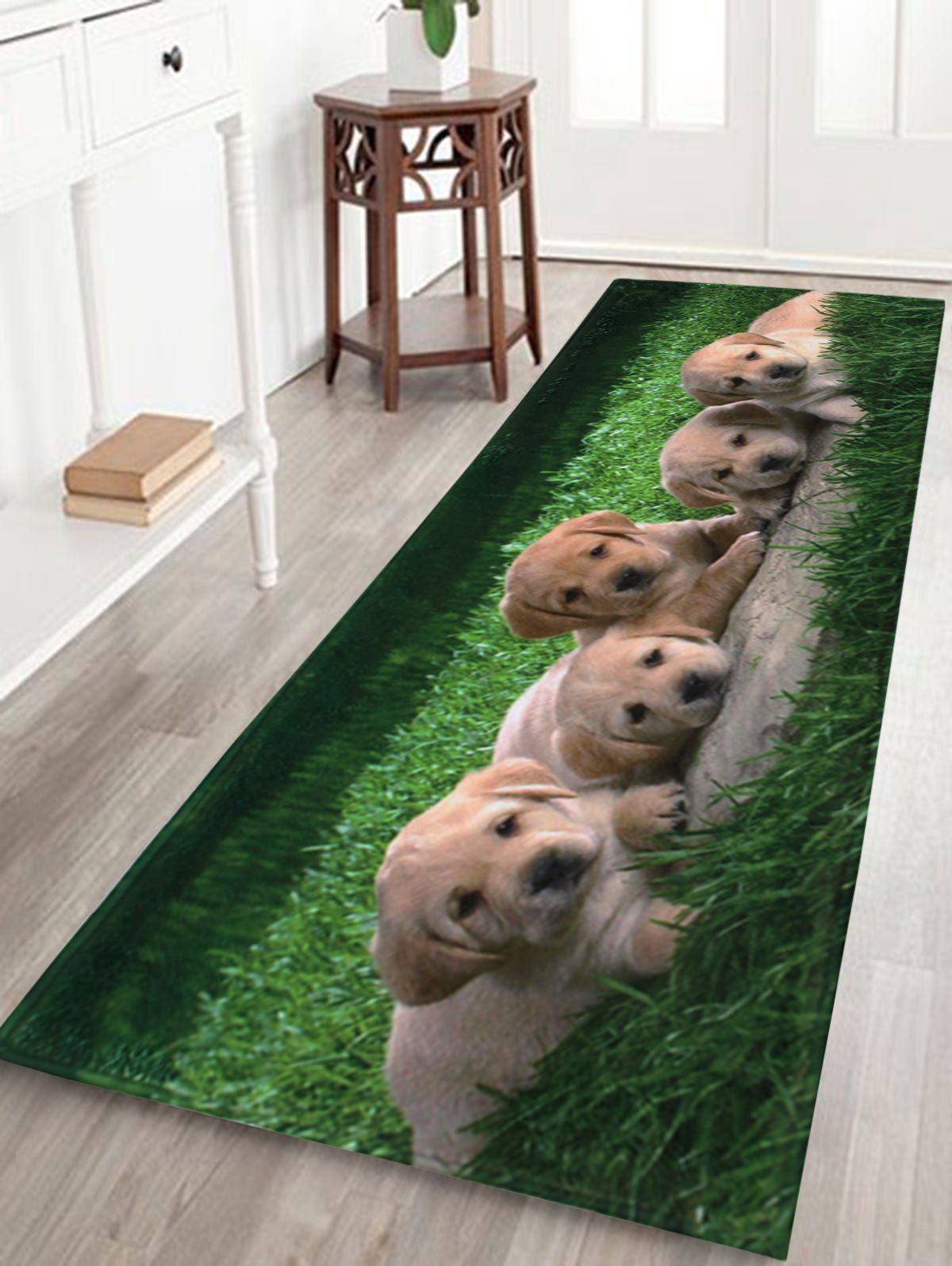 

Puppy Pets Coral Velvet Extra Long Bathroom Rug, Green