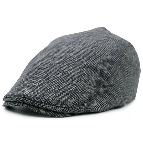 

Dense Checked Vintage Flat Hat, Pearl dark grey