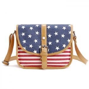 July 4th Patriotic American Flag Canvas Crossbody Bag