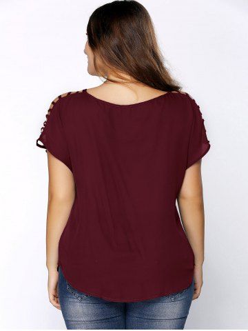Plus Size V Neck Ripped Sleeve Tee