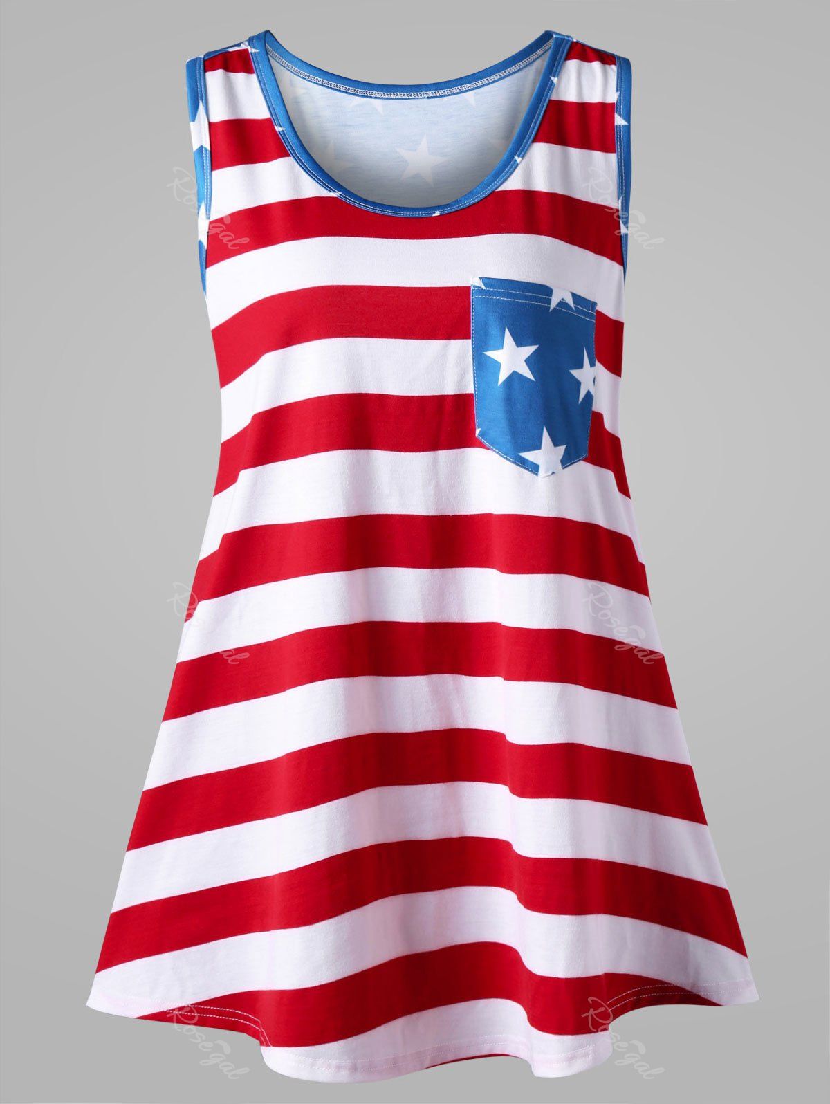 

Plus Size Bowknot Embellished American Flag Tank Top, Colormix