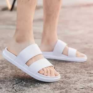 Faux Leather Double Strap Slippers