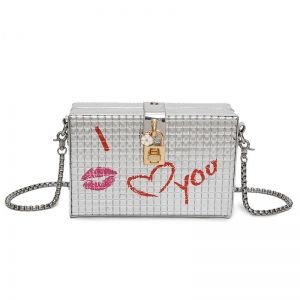 Lock Detail Chain Crossbody Bag