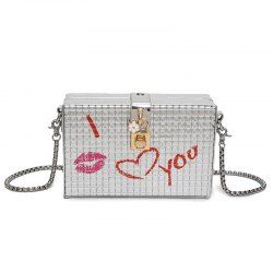 Lock Detail Chain Crossbody Bag