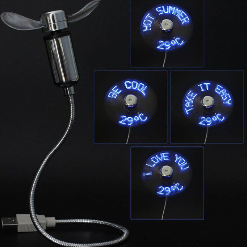 Mini ventilateur USB flexible avec afficheur de température de lettres LED Mini ventilateur USB flexible avec afficheur de température de lettres LED