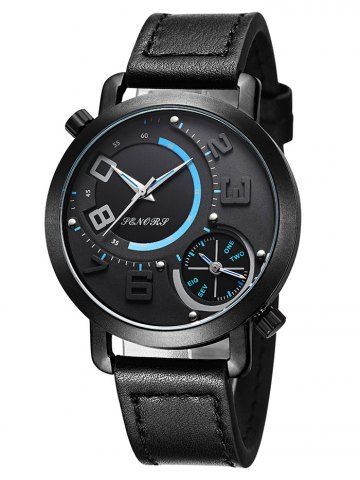 Firstgrabber Faux Leather Dual Quartz Watch