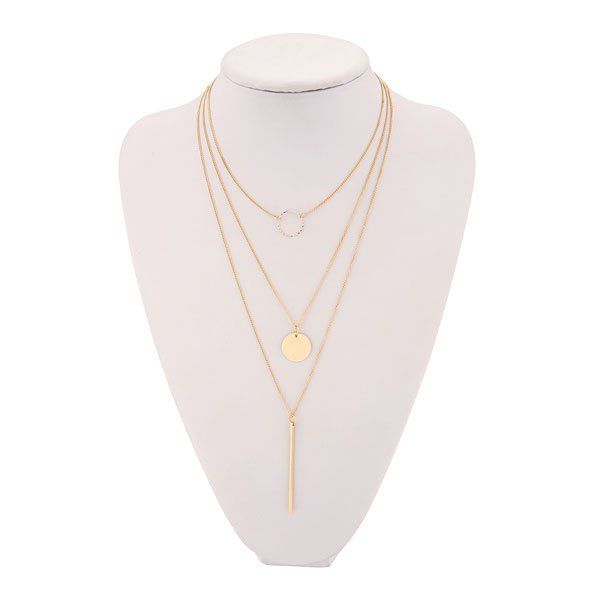 

Three Layers Triangle Link Chain Necklace, Golden