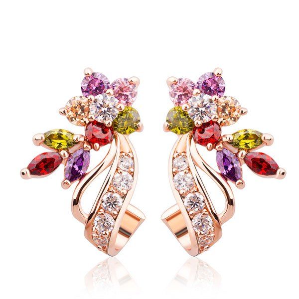 

Rhinestone Floral Stud Earrings, Multicolor