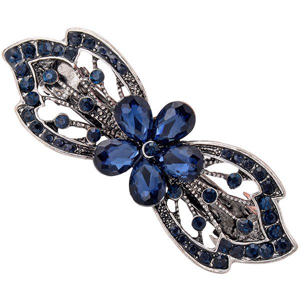 

Faux Gem Hollow Out Floral Shape Barrette, Blue