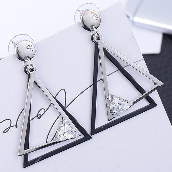 

Rhinestone Hollow Out Geometric Earrings, Silver