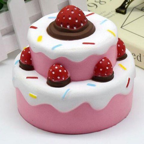 Pink Simulation Double Deck Strawberry Cake Toy Squishy Food RoseGal.com
