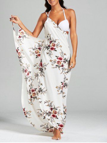 Firstgrabber Sarong Chiffon Floral Convertible Wrap Cover Up Dress