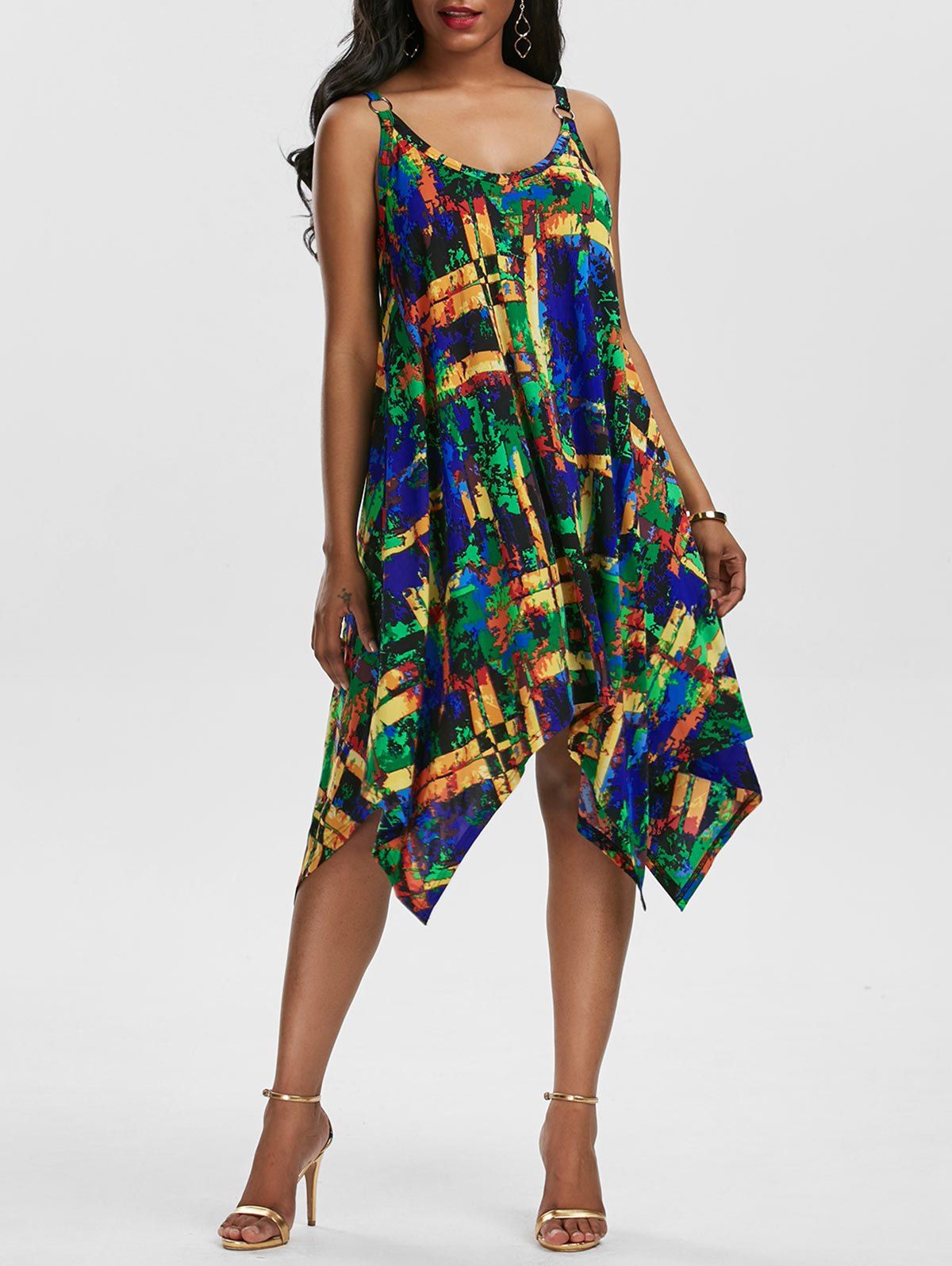 

Graphic Handkerchief Dress, Colormix