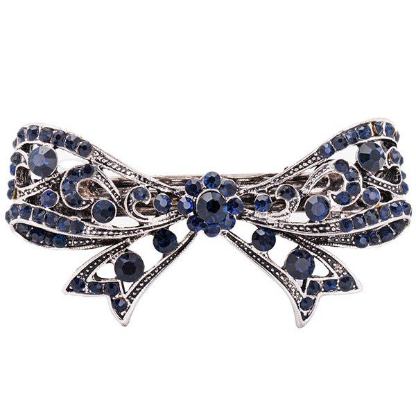

Alloy Hollow Out Bowknot Faux Gem Barrette, Blue