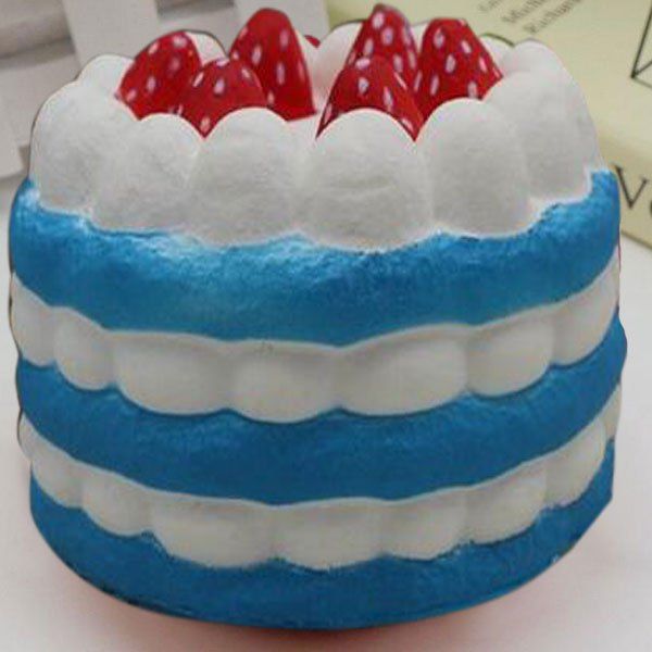 

Slow Rising Simulation Strawberry Cream Cake Squishy Toy, Blue